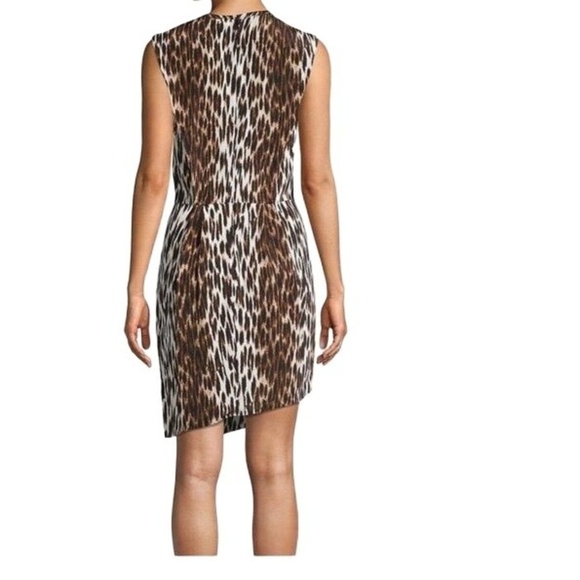 L'AGENCE Animal Print Cinched Waist Asymmetric Sleeveless Dress Size 2 - Picture 13 of 16